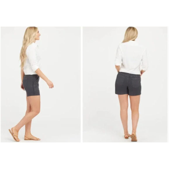 New NWT Spanx 6" Twill Shorts Pull On Size XS In Hazy Grey - Picture 2 of 9